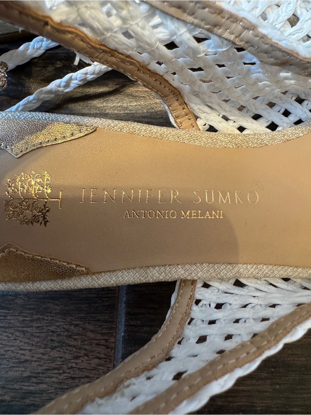 Antonio Melani x Jennifer Sumko White Woven Lace-Up Slingback Flats Size 8.5 New - Picture 7 of 9